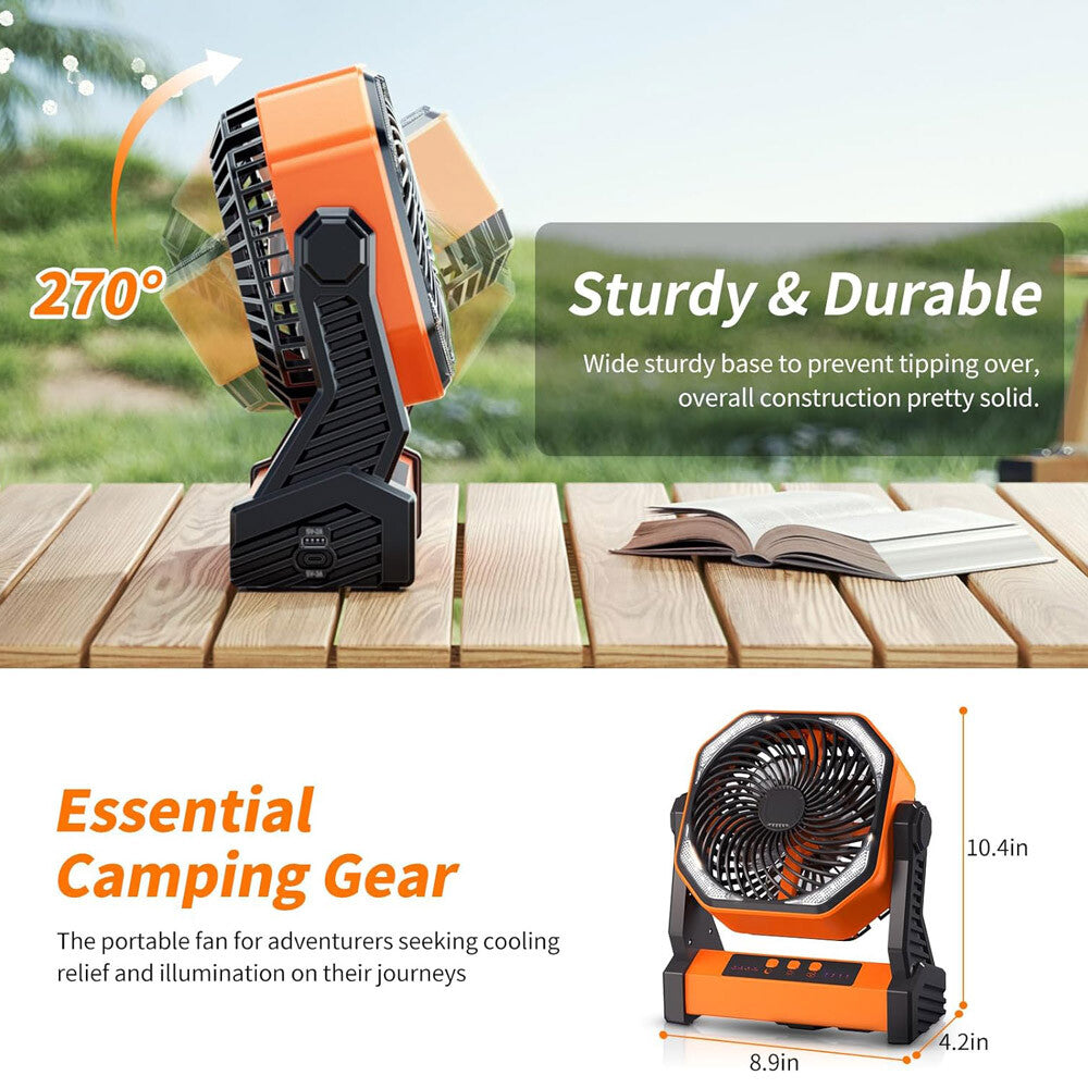 Camping Fan up to 99Hours Battery Powered Portable Outdoor W/22000Mah Power Bank