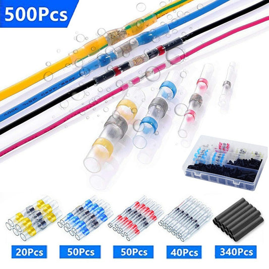 500PCS Wire Connectors Waterproof Heat Shrink Butt Terminals Solder Seal Sleeve
