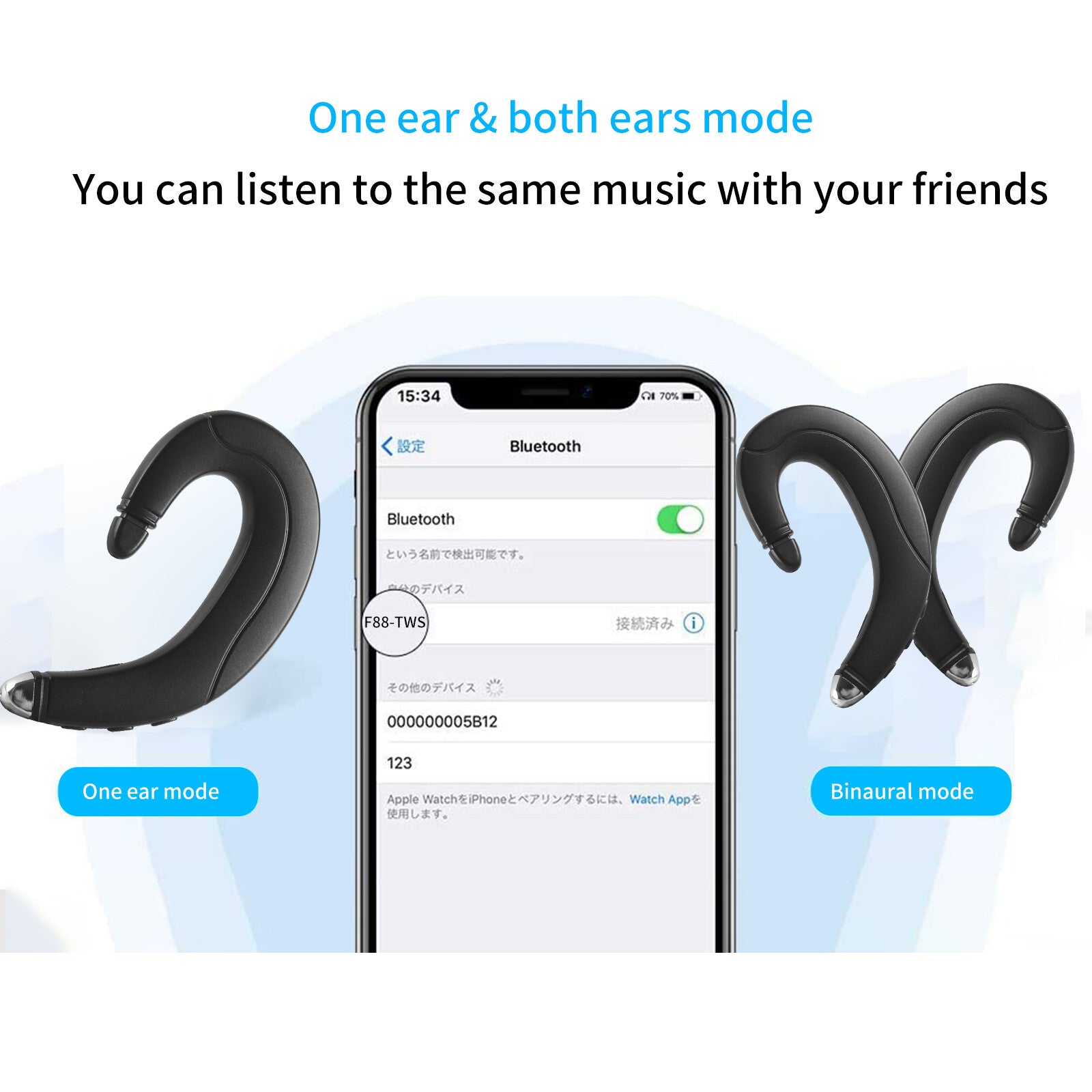 1 Pair Bluetooth Earbuds Stereo Headphone True Wireless Earphone Waterproof US