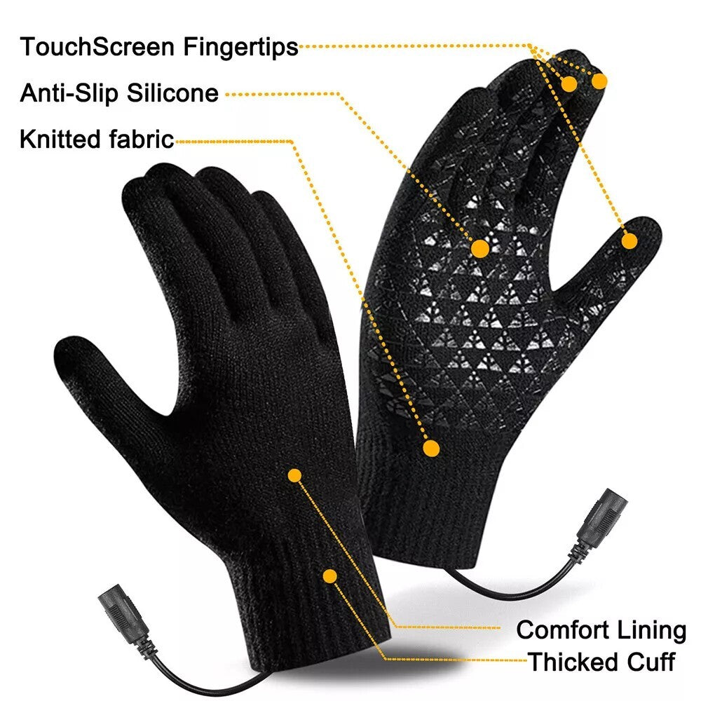 Heated Gloves Electric Rechargeable Battery Hand Warm Windproof Thermal Winter