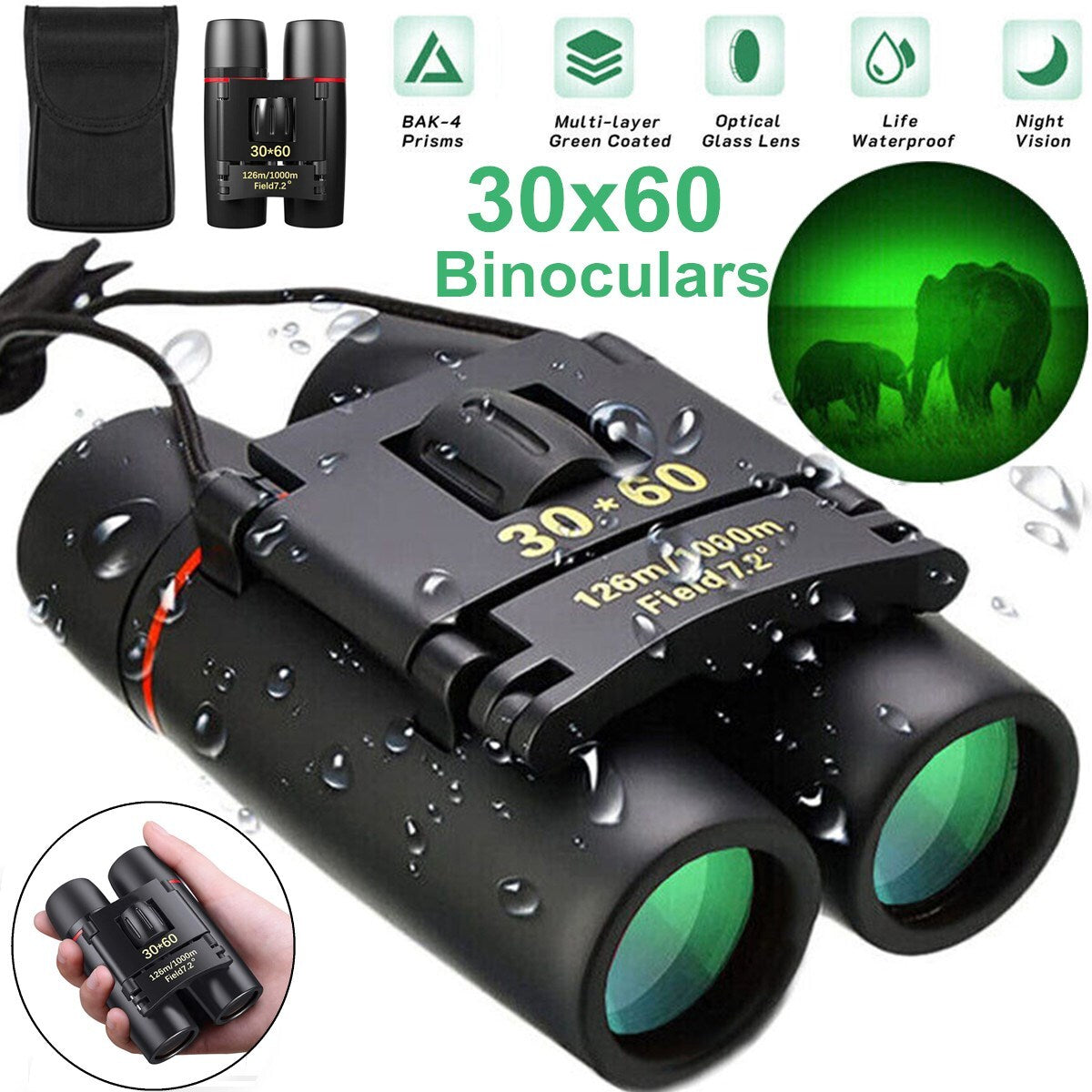 BAK-4 Military Army 30X60 Night Vision Binoculars Goggles Hunting + Case 2023 US