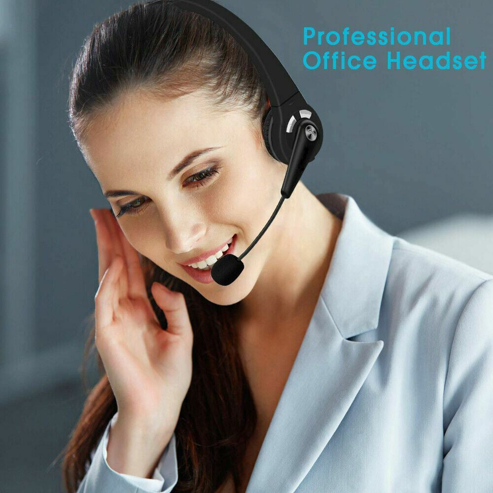Wireless Headset Truck Driver Noise Cancelling Over-Head Bluetooth Headphones US
