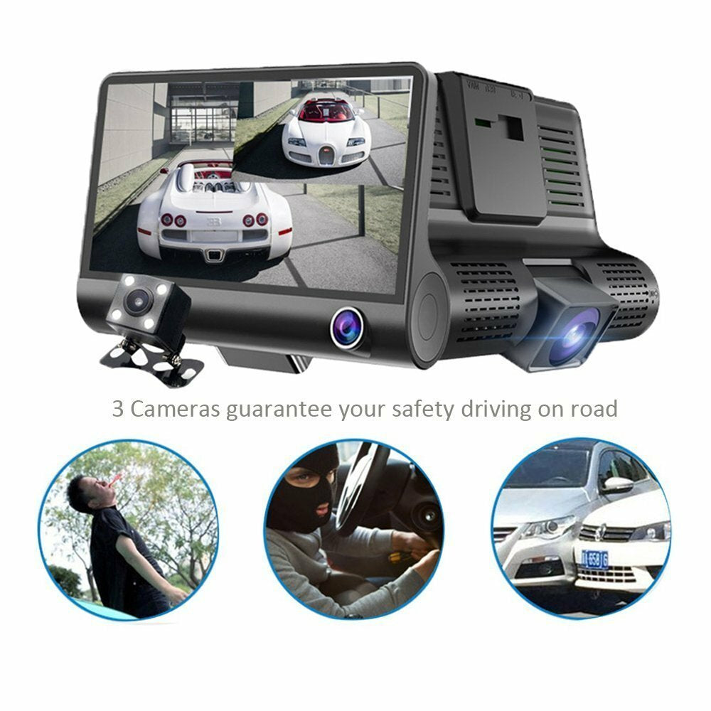 1080P 4" Dual Lens HD Car DVR Rearview Video Dash Cam Recorder Camera G-Sensor