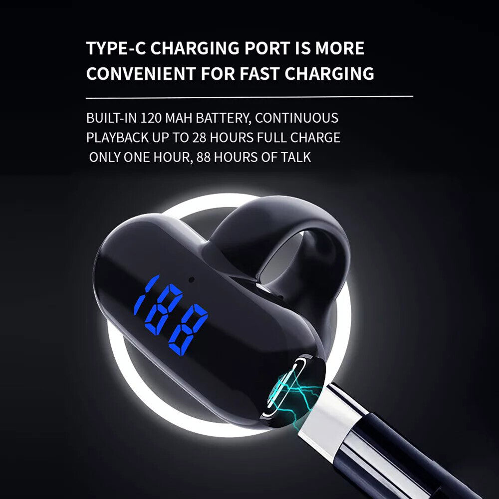 Bluetooth 5.3 Wireless Earbuds Ear Clip Bone Conduction Headphones Sport Headset