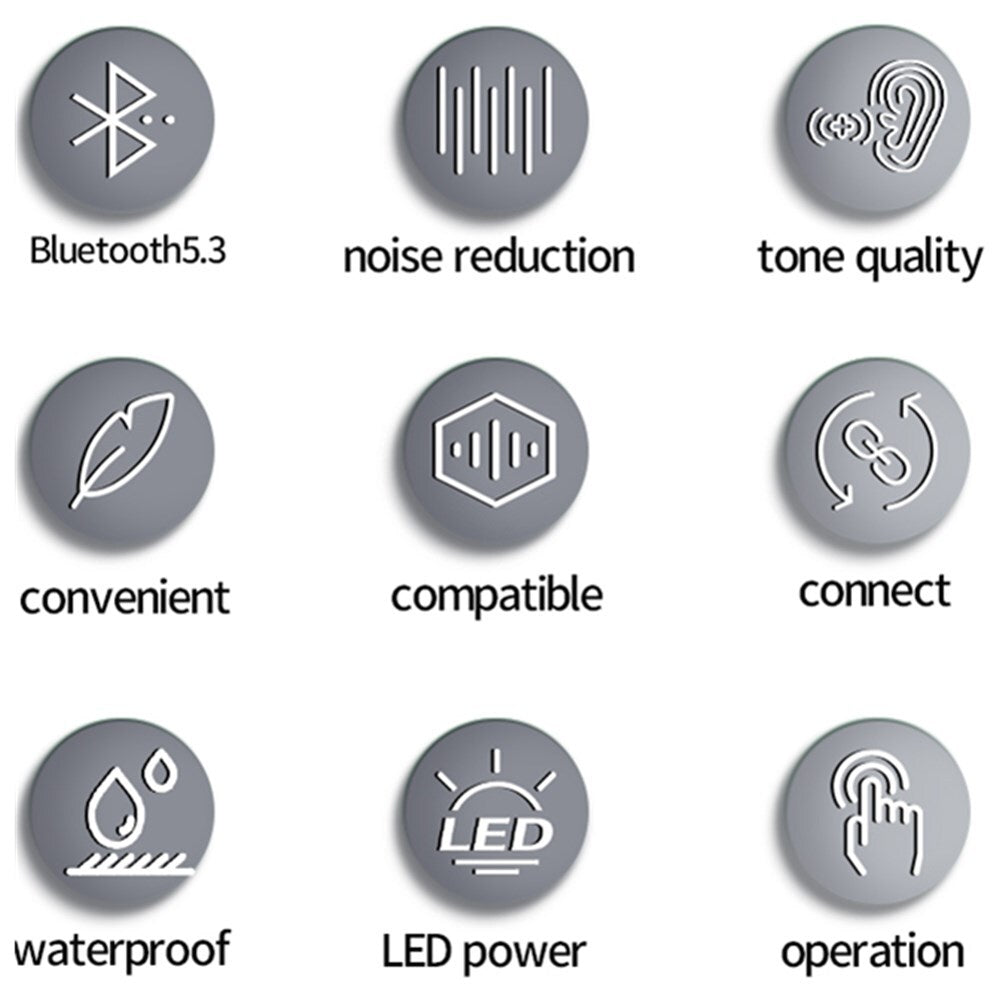 True Wireless Bone Conduction Headphones Bluetooth 5.3 Wireless Headset Earbuds