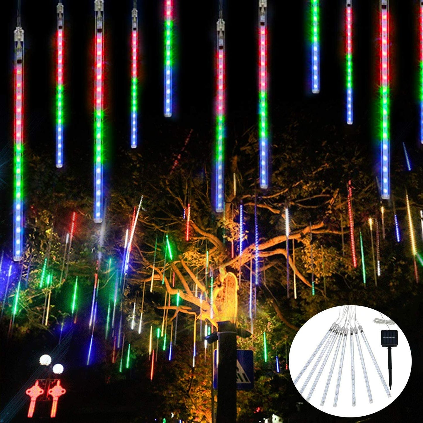 288 LED Solar Lights Meteor Shower Rain Tree String Light Garden Party Outdoor
