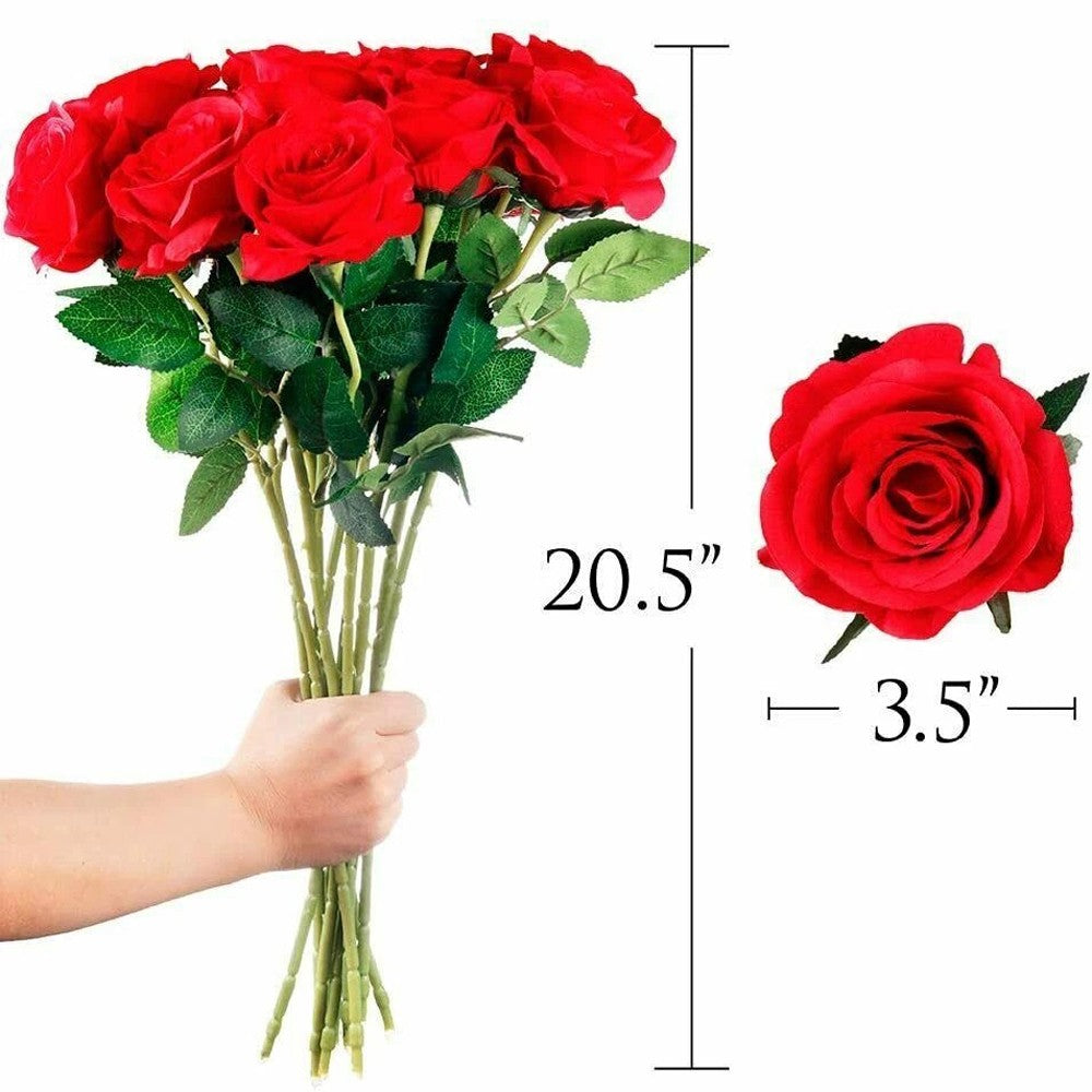 10/20PCS Artificial Red Roses Silk Lifelike Flower Wedding Bouquet Romantic Gift