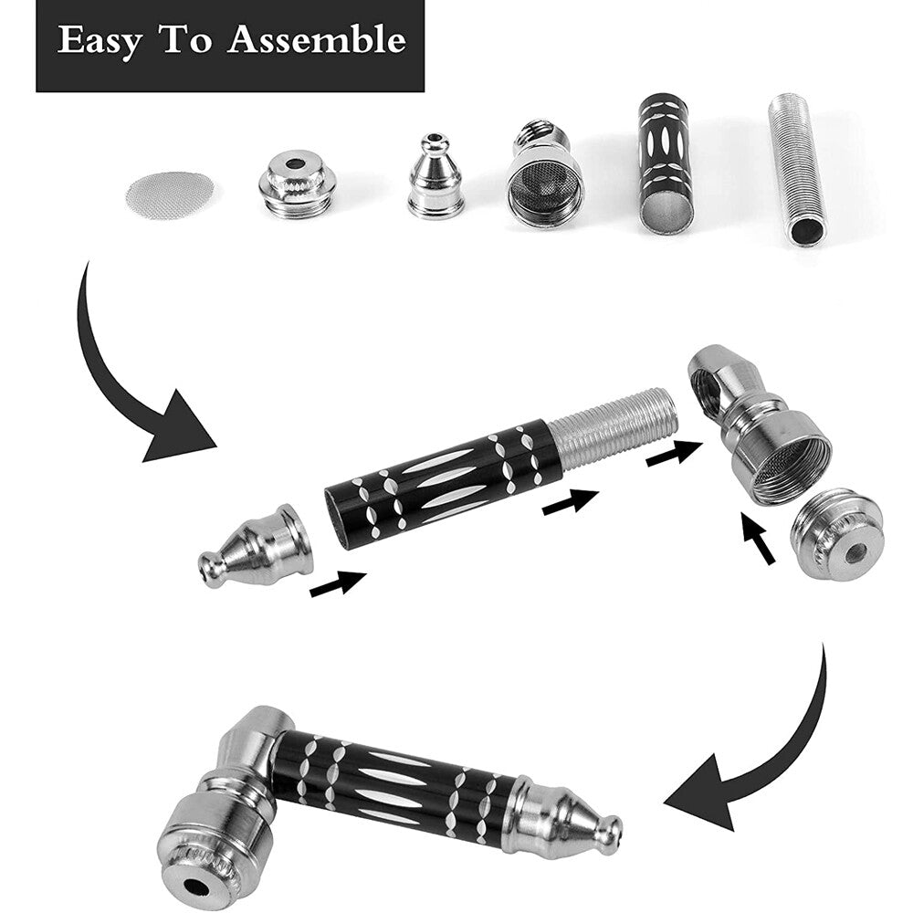 3 1/2" Metal Smoking Pipe W/Lid Tobacco Pipe Metal Hand Pipe Mini Metal Pipe US