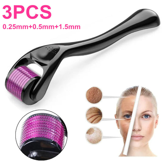 3 Pairs Derma Roller - 0.25Mm & 0.50Mm & 1.50Mm / 540 Scar Titanium Microneedle