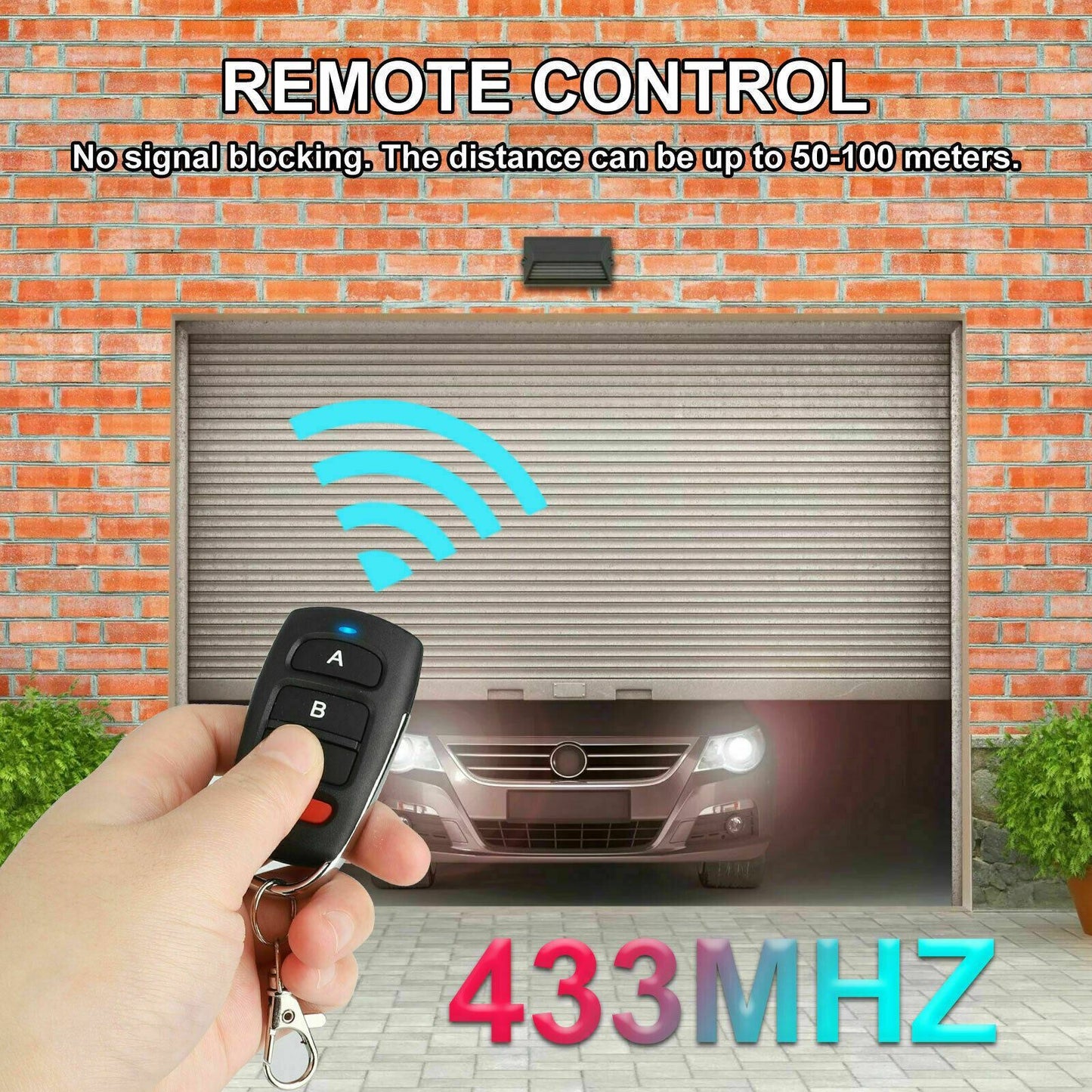 2PCS Universal Garage Door Remote 433Mhz Electric Cloning Control Key Fob Opener