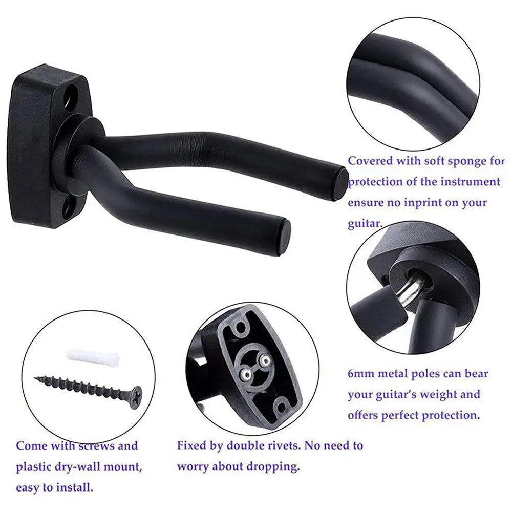 10 PCS Guitar Hangers Hook Holder Wall Mount Lock Hanging Display Instrument US