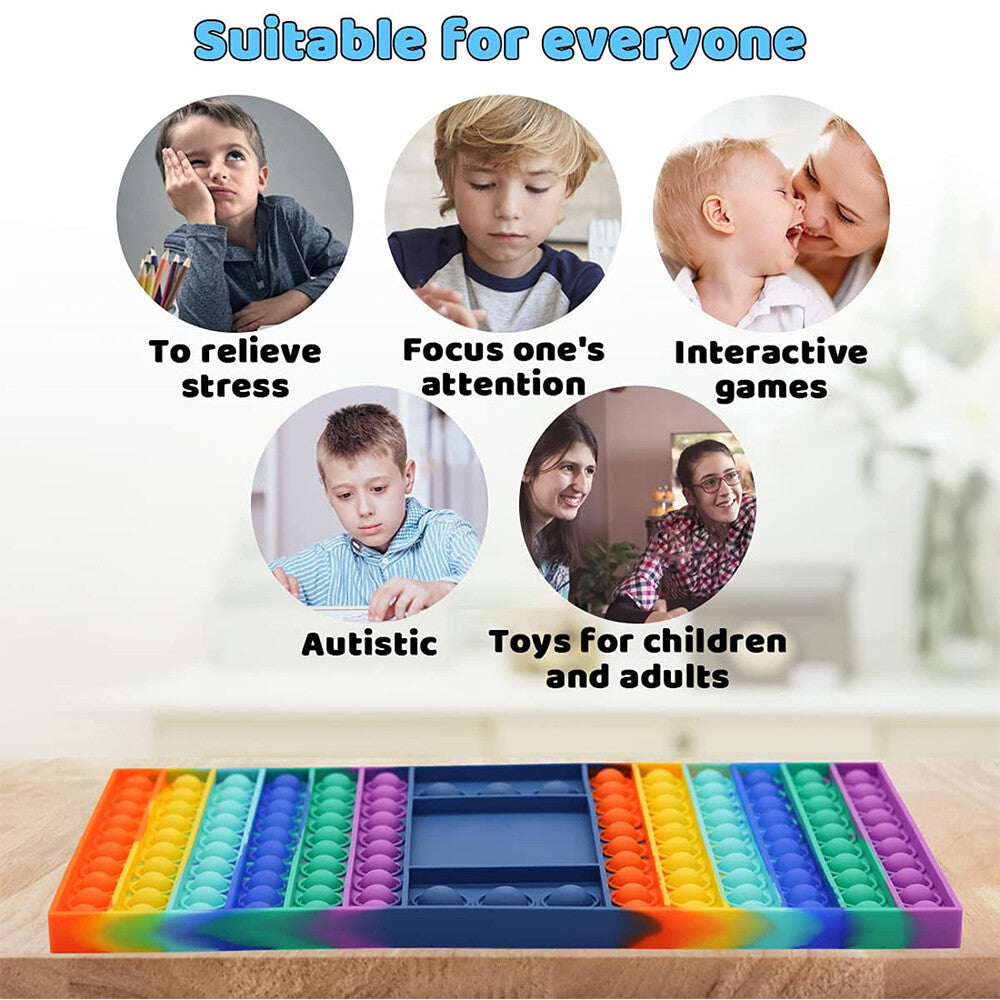 Rainbow Chess Board Toy Big Size Fidget Dice Pop Push It Bubble Sensory Games US